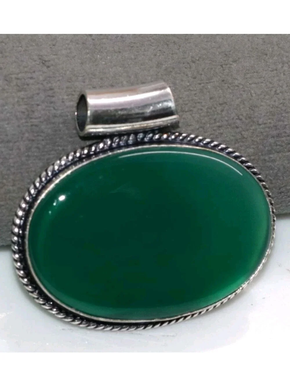 Green Onyx Gemstone Jewelry 925 Sterling Silver Handmade Pendant Necklace - Picture 1 of 7